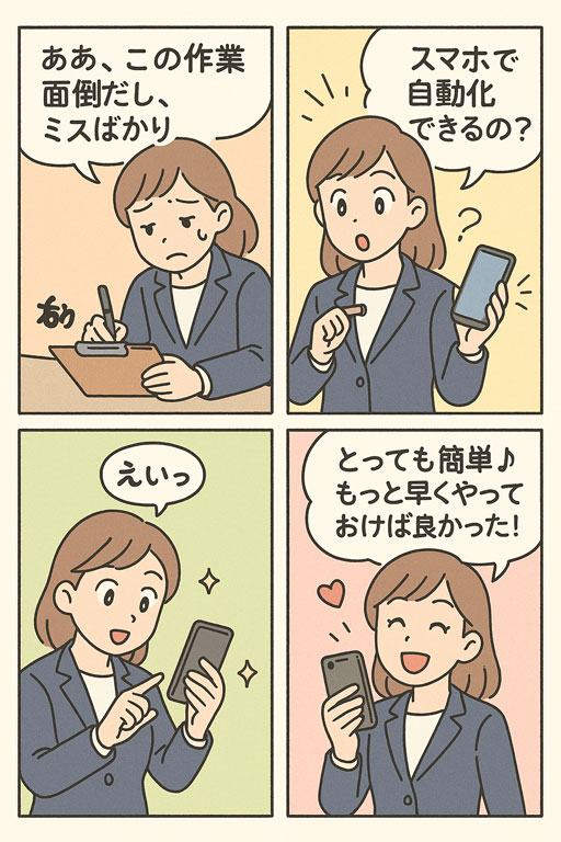 QRコード、NFCタグを活用したアプリケーションを説明する4コマ漫画